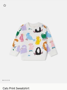 Stella McCartney Kids White Sweatshirt with Multicolor Cat Print